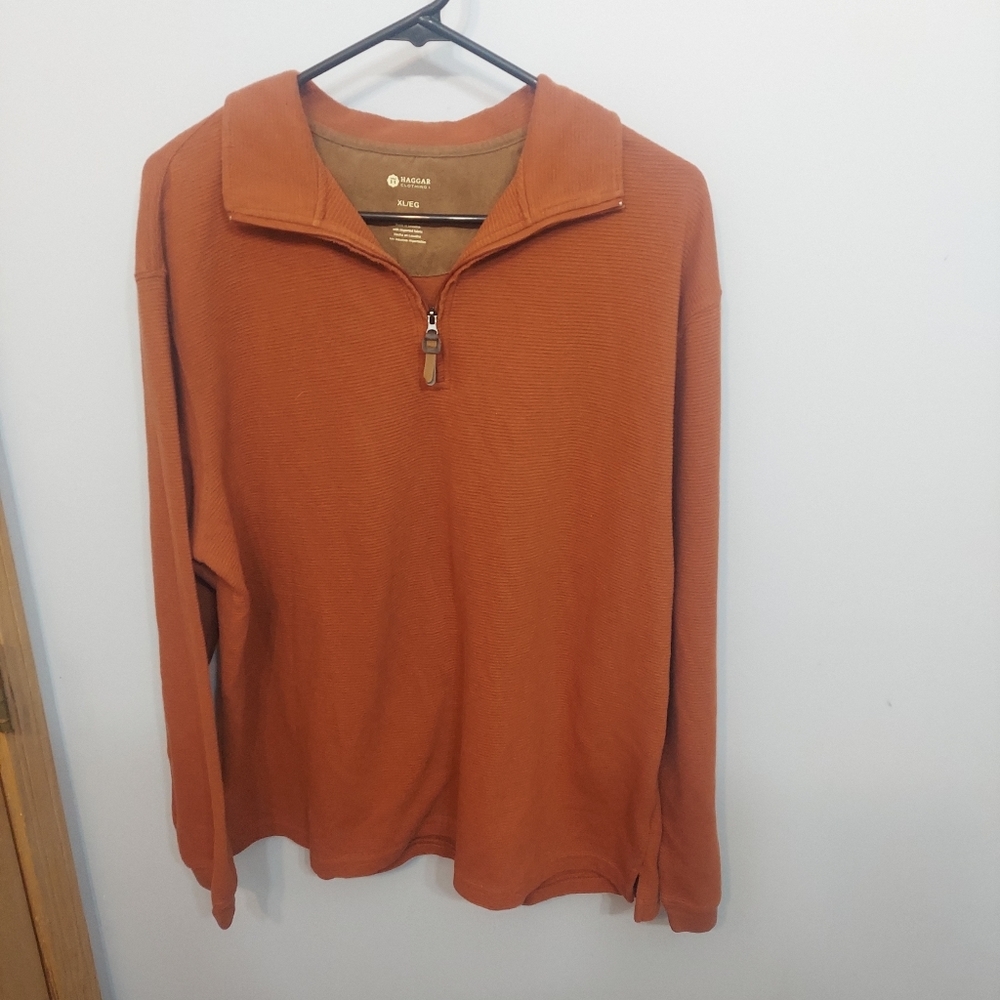 Hagger In Motion Sz XL 1/4 Zip Pullover Sweater Rust orange pullover size mens